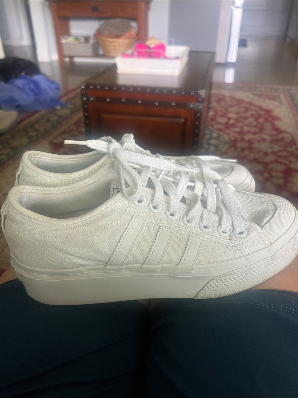 Classic Adidas Women's White Platform Canvas Sneakers